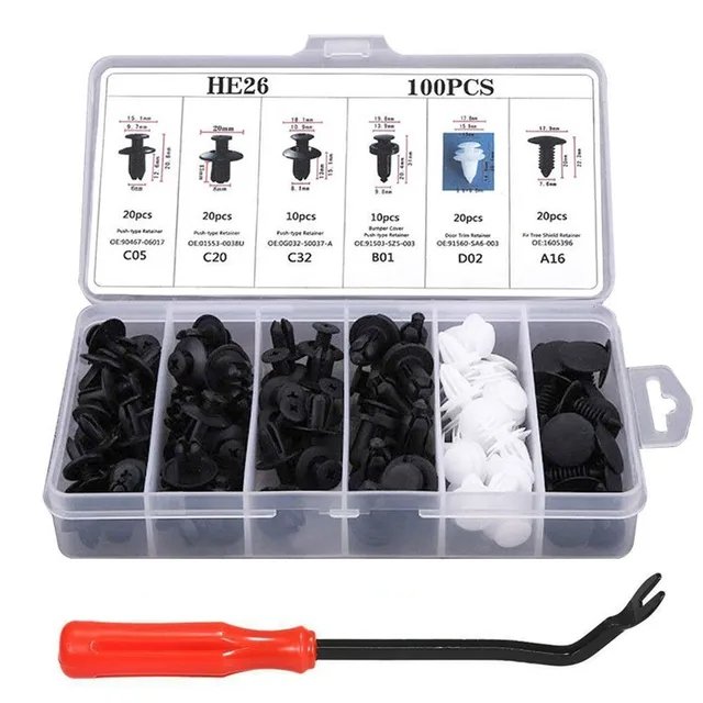 635pcs Car Plastic Fastener Clips Set with Box Mixed Auto Body Push Retainer Pin Rivet Bumper Door Trim Panel Fastener Clip Kit