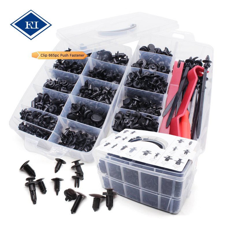 665Pcs Auto Push Retainer Plastic Fastener & Clip Remover Assortment Car Plastic Clips Rivet Bumper Kits Body Nylon Bumper Clips