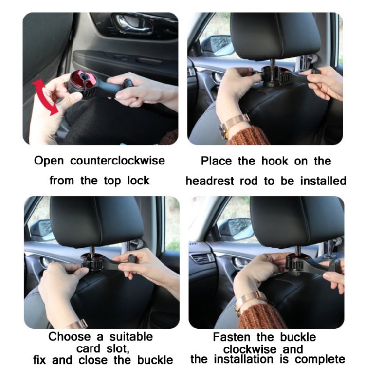 Auto Fastener Clip Car Multifunctional 360-Degree Rotation Magnetic Rear Headrest Mobile Phone Hook for Phone Within 9cm