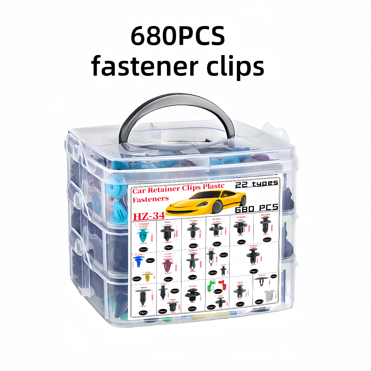 680PCS 23 Kinds Car Plastic Fastener Clips Set Mixed Auto Body Push Retainer Pin Rivet Bumper Door Trim Panel Fastener Clip