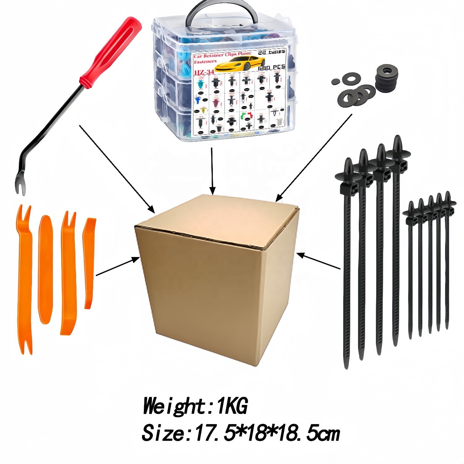 680PCS 23 Kinds Car Plastic Fastener Clips Set Mixed Auto Body Push Retainer Pin Rivet Bumper Door Trim Panel Fastener Clip