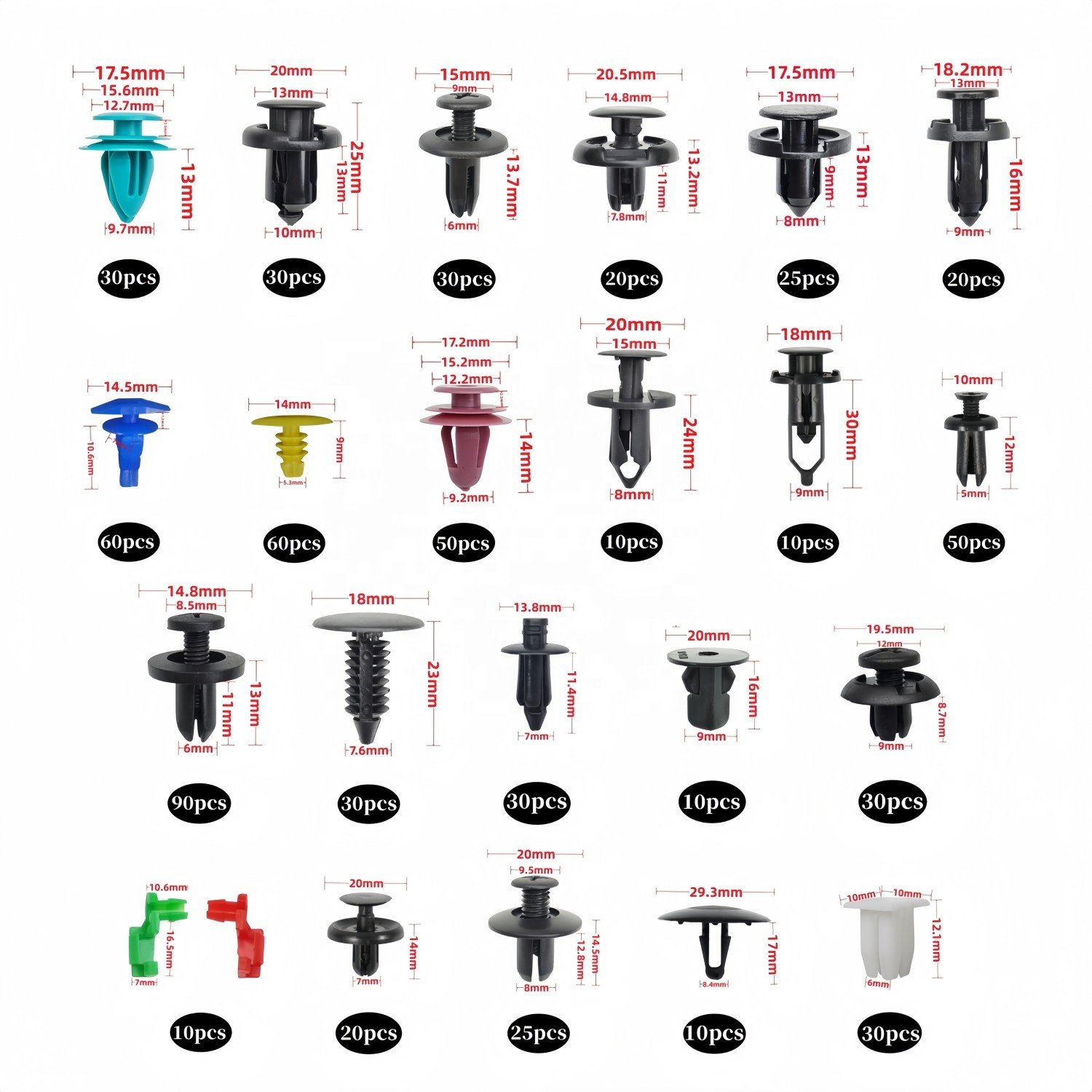 680PCS 23 Kinds Car Plastic Fastener Clips Set Mixed Auto Body Push Retainer Pin Rivet Bumper Door Trim Panel Fastener Clip