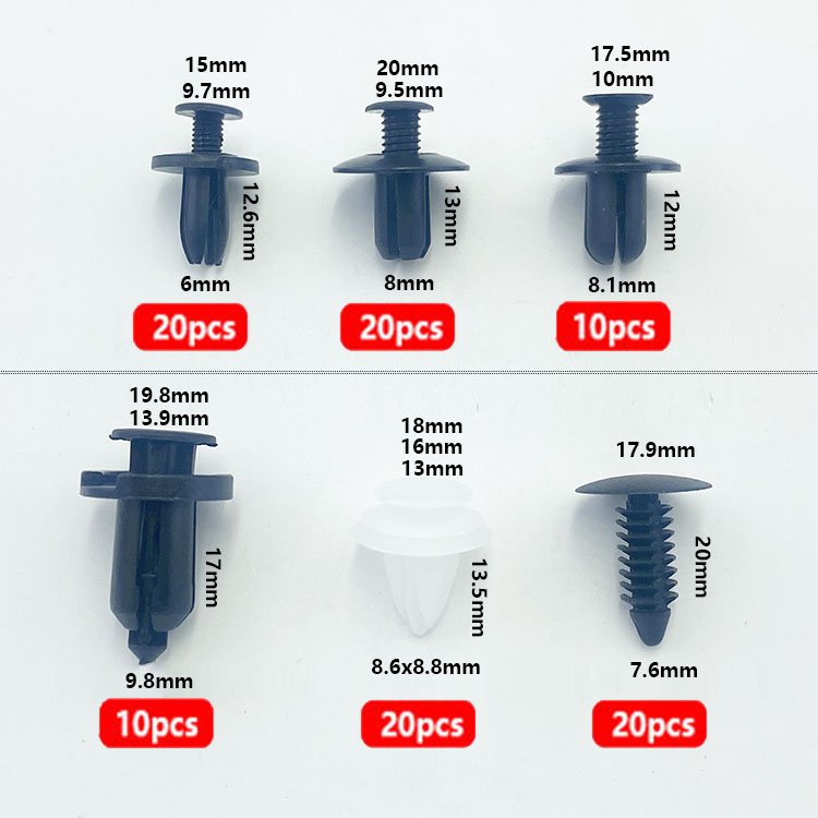 100pcs HE26 Hybrid Auto Fastener & Clip Kit Plastic Rivet Bumper Door Trim Fastener Holder for Car Body Push Fastener Clipp