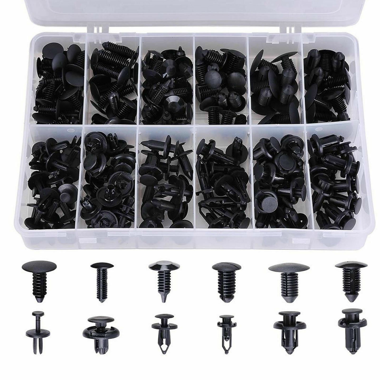 192pcs/box HE29 Car Fastener Clips Mixed Car Fasteners Door Trim Panel Auto Bumper Rivet Retainer Push Engine Cover Fender