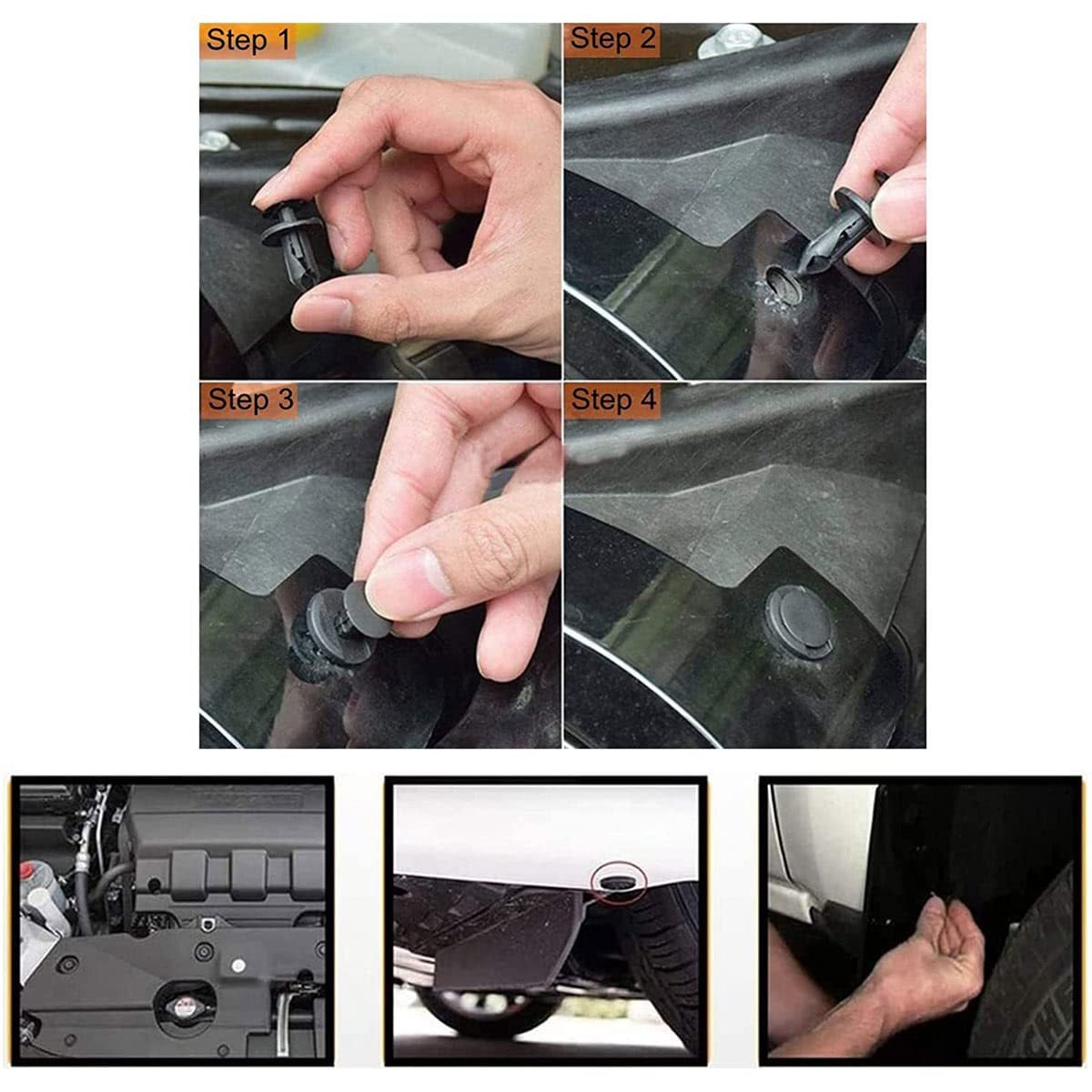 120Pcs 8mm Hole Plastic Rivets Fastener Push Clips for Car Auto Fender