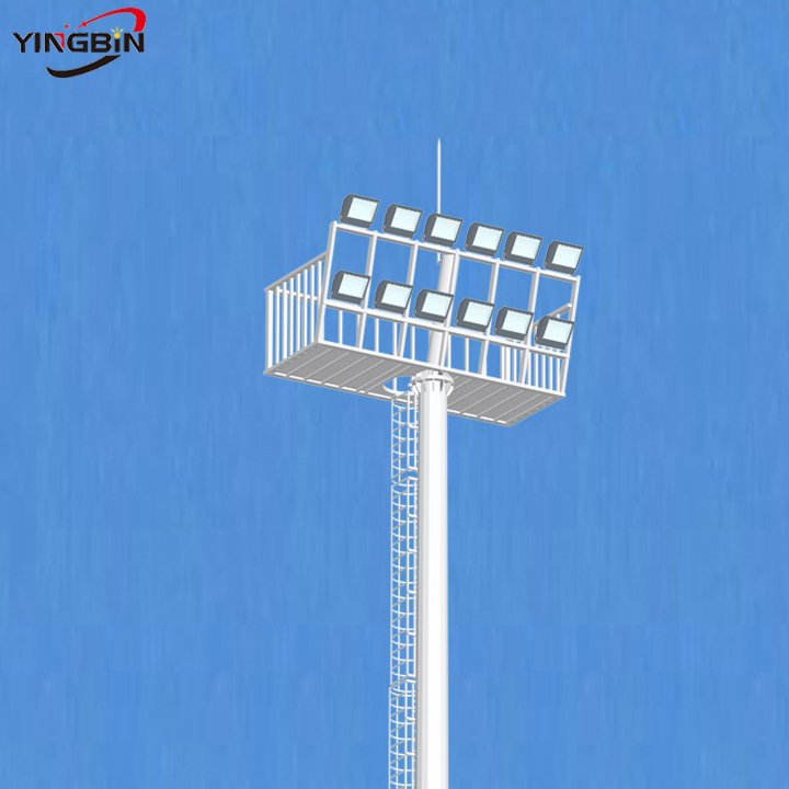 Customized outdoor waterproof stadium light with ladder 25m 30m 40m stadium high mast light