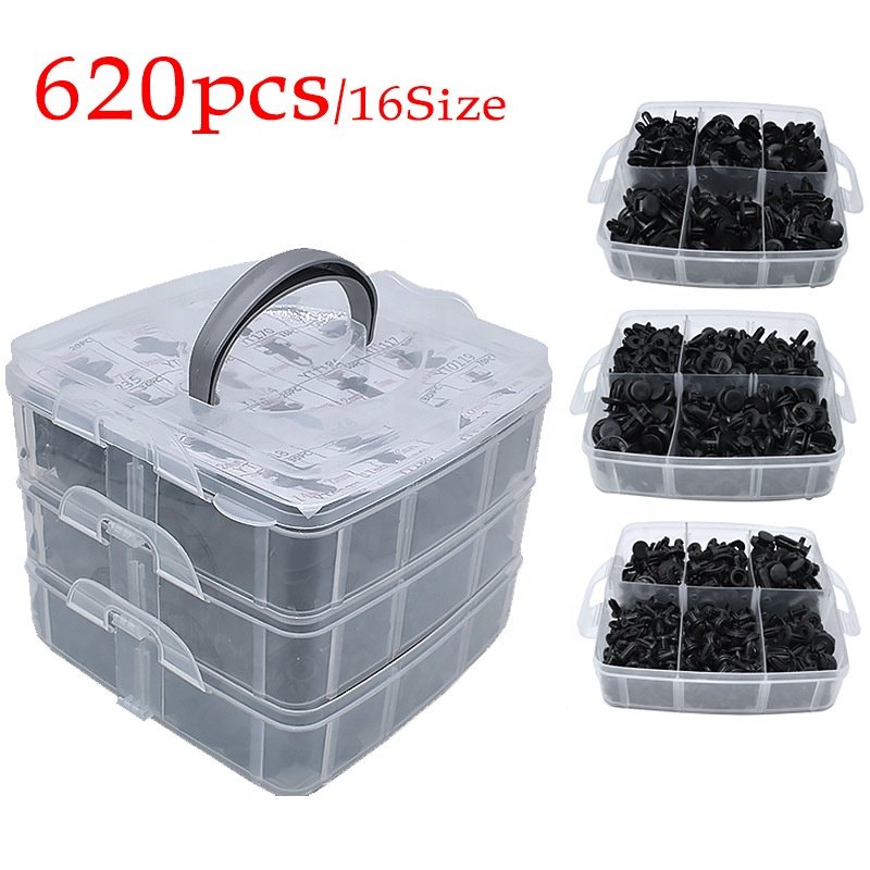 HYML 620pcs Boxed Buckle 16 Kinds of Car Bumper Repair Kit Fasteners Expansion Screw Clip Buckle