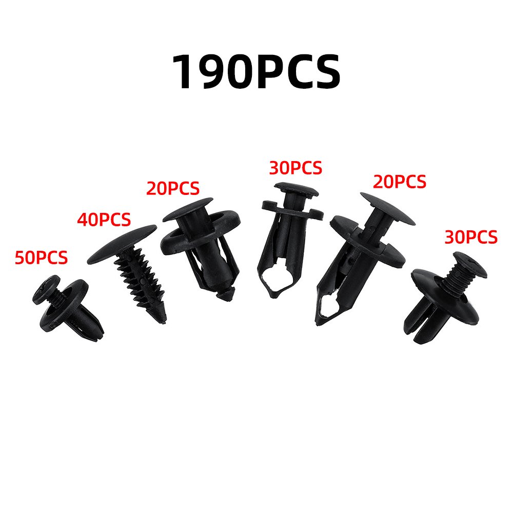 6 Size 190Pcs Auto Fastener Clips Vehicle Retainer Rivet Door Panel Fender Liner Bumper Fender Trim Plastic Mixed Car Clips