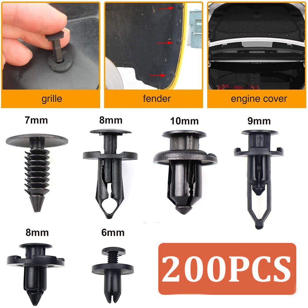 200PCS Car Fixing Clip Universal Six Types Of Mixed For Nissan Ford Honda Toyota Bumper Push Rivet Clip Auto Parts Removal Tools