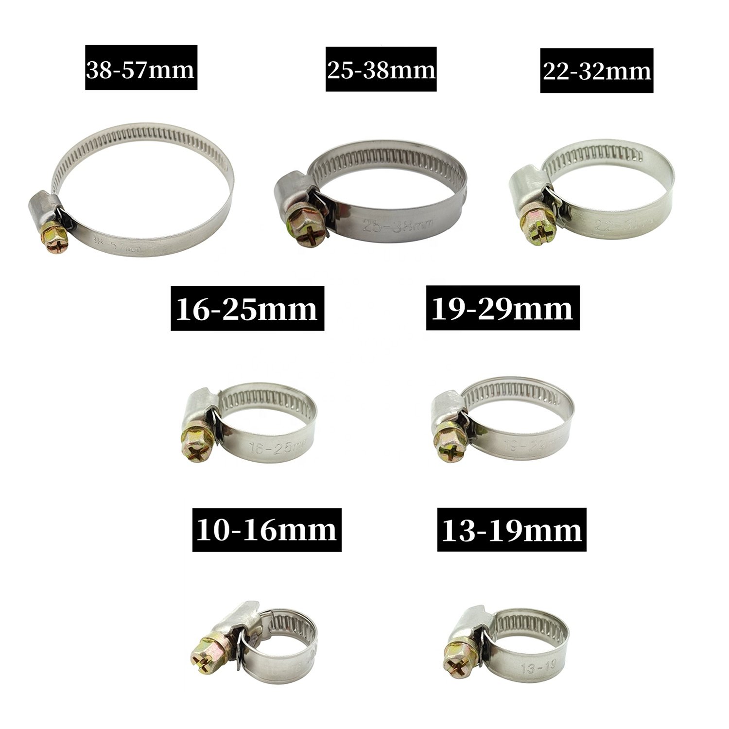 30PCS 7Kinds Automotive Hose Clamp Stainless Steel Hoop Set