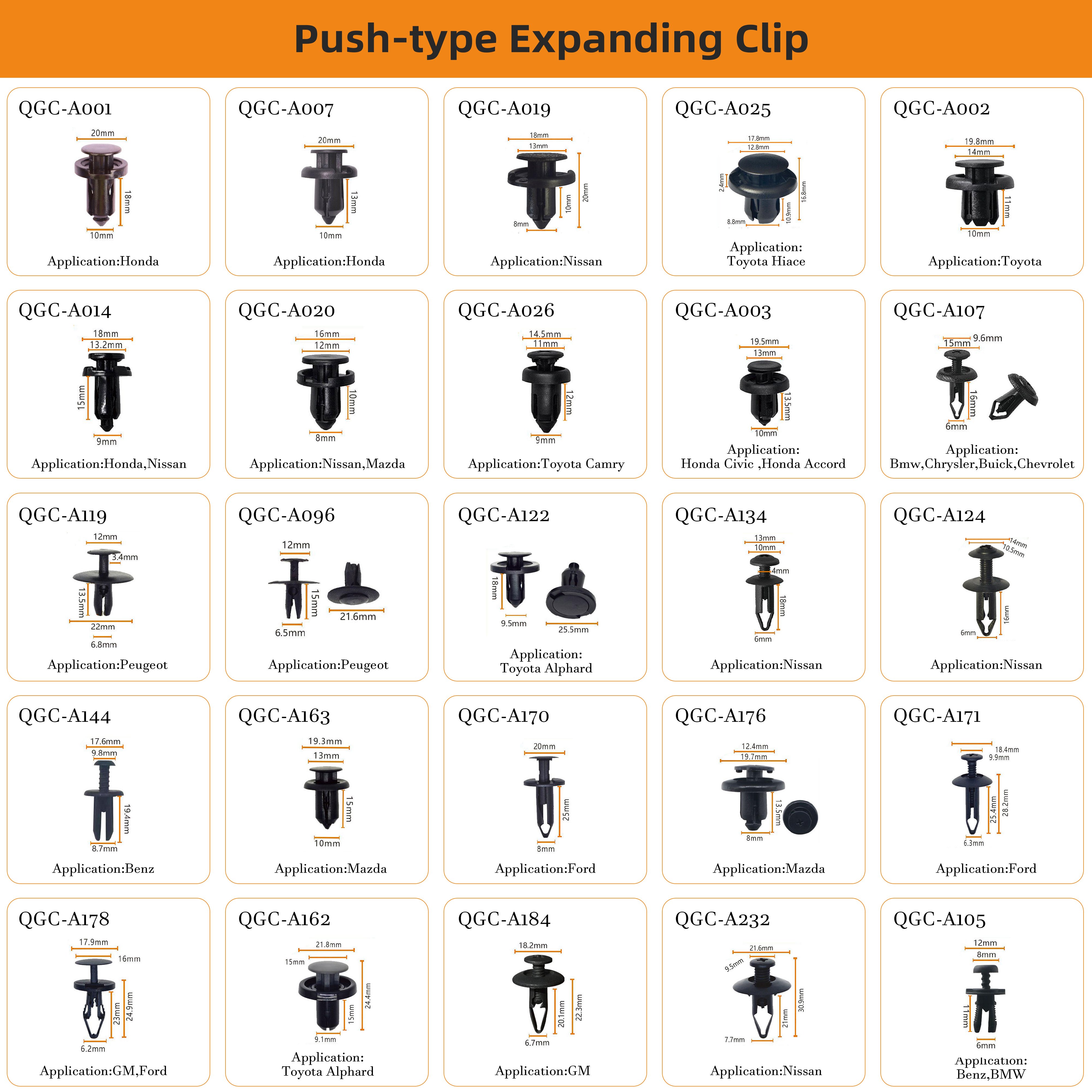 Wholesale Push-Type Retainer Auto Parts Clips Auto Car Clips Plastic Automotive Fasteners