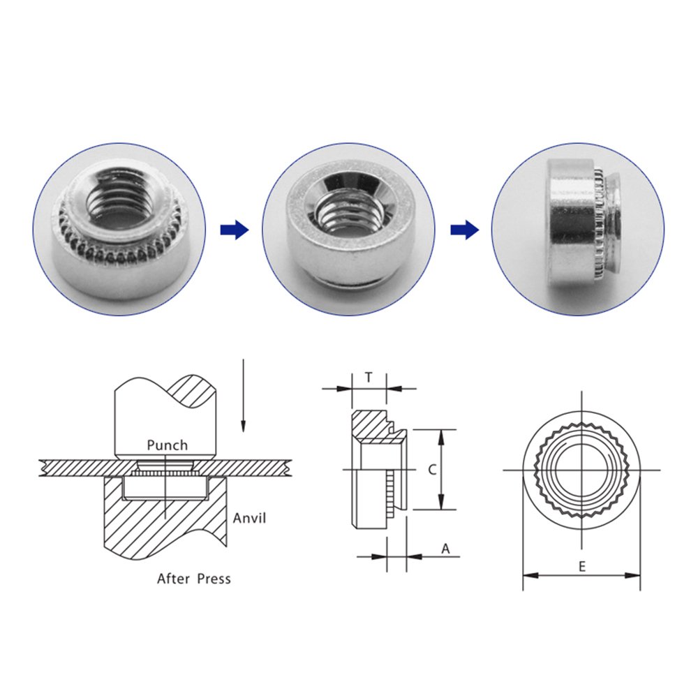 Self Clinching Fasteners M2 M2.5 M3 M3.5 M4 M5 M6 M8 M10 Stainless Steel Nuts