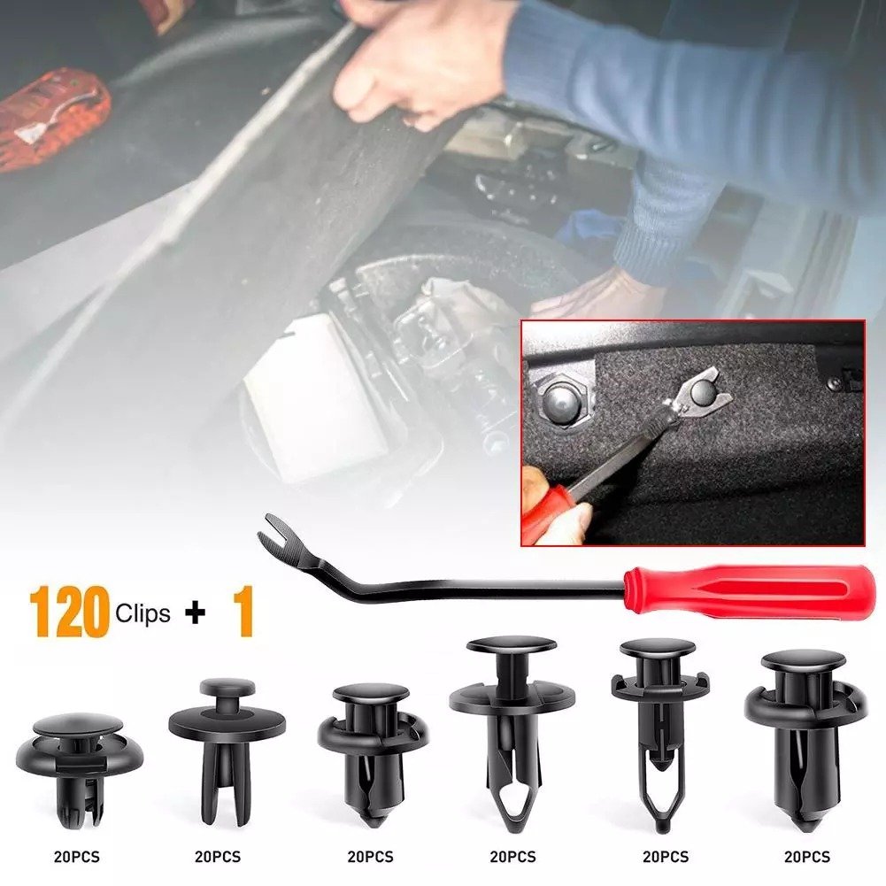 Universal 120pcs Car Retainer Expansion Screws Replacement Kit Bumper Push Rivet Clips 1PC Fastener Remover