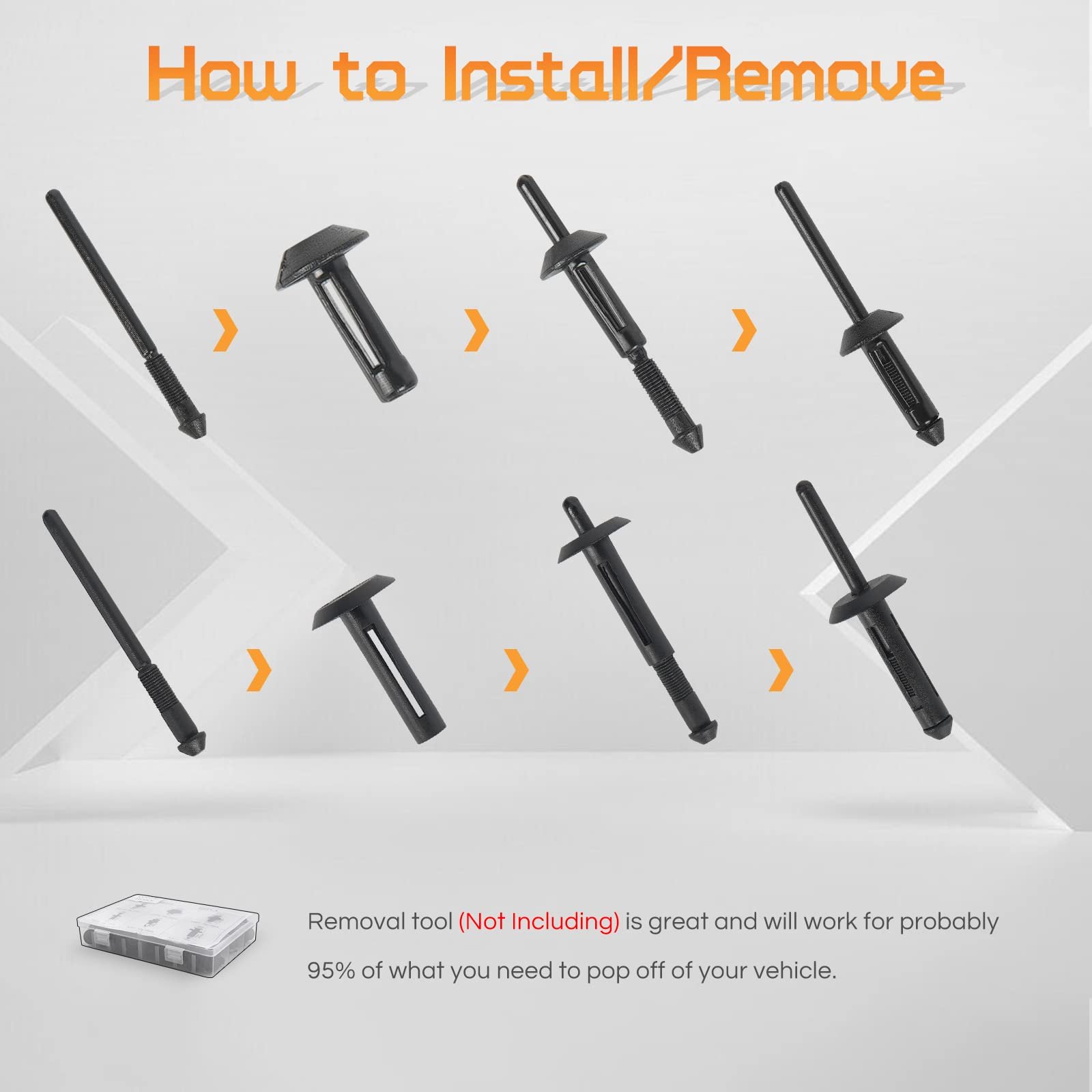 Auto Fastener Universal Black Rivet Kit Automotive Nylon Pop Rivet Assortment Car Clips