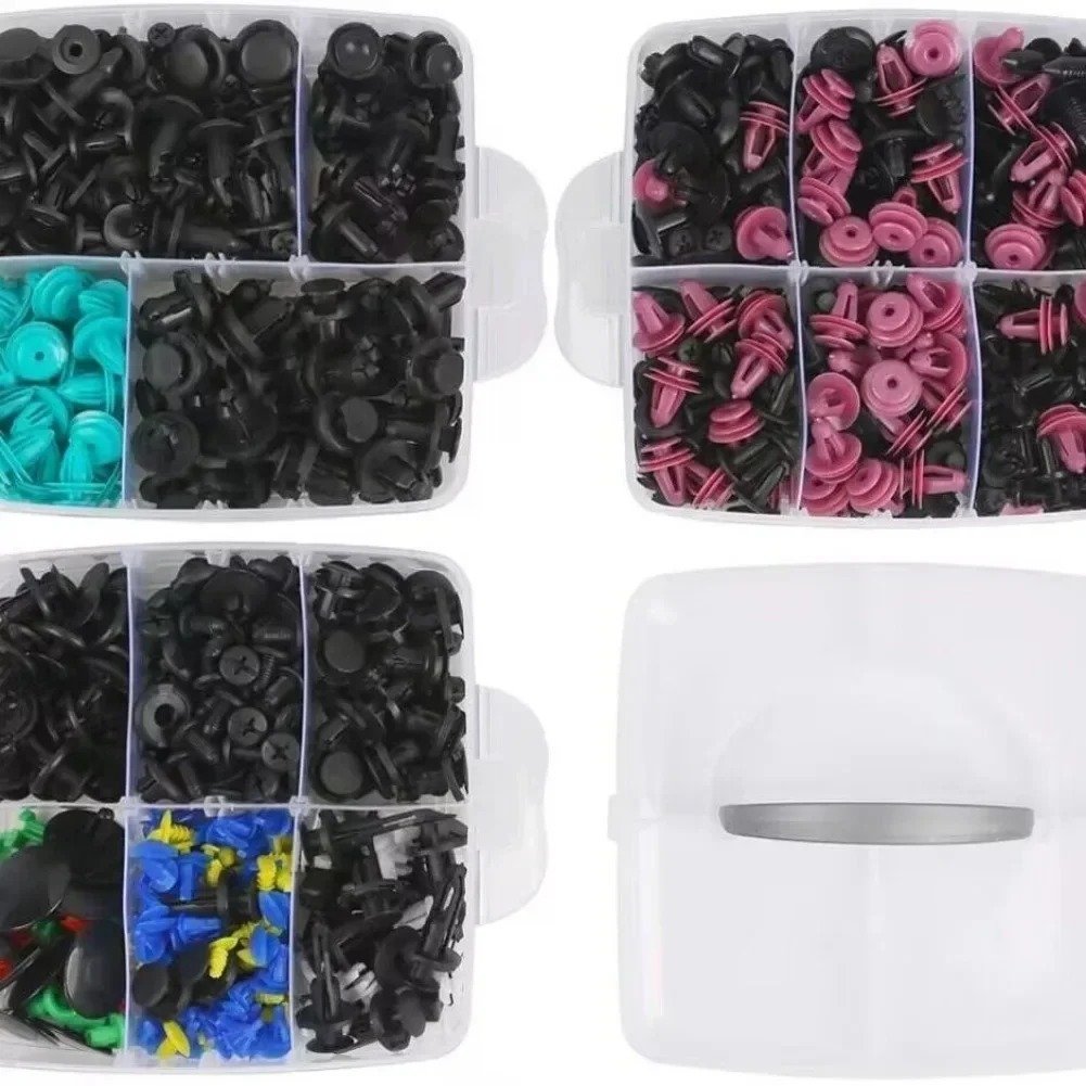 725 Pcs Car Push Retainer Clips Kit - Plastic Door Panel Fasteners Fender Bumper Clips & Most Popular Sizes Auto Pin Accessories