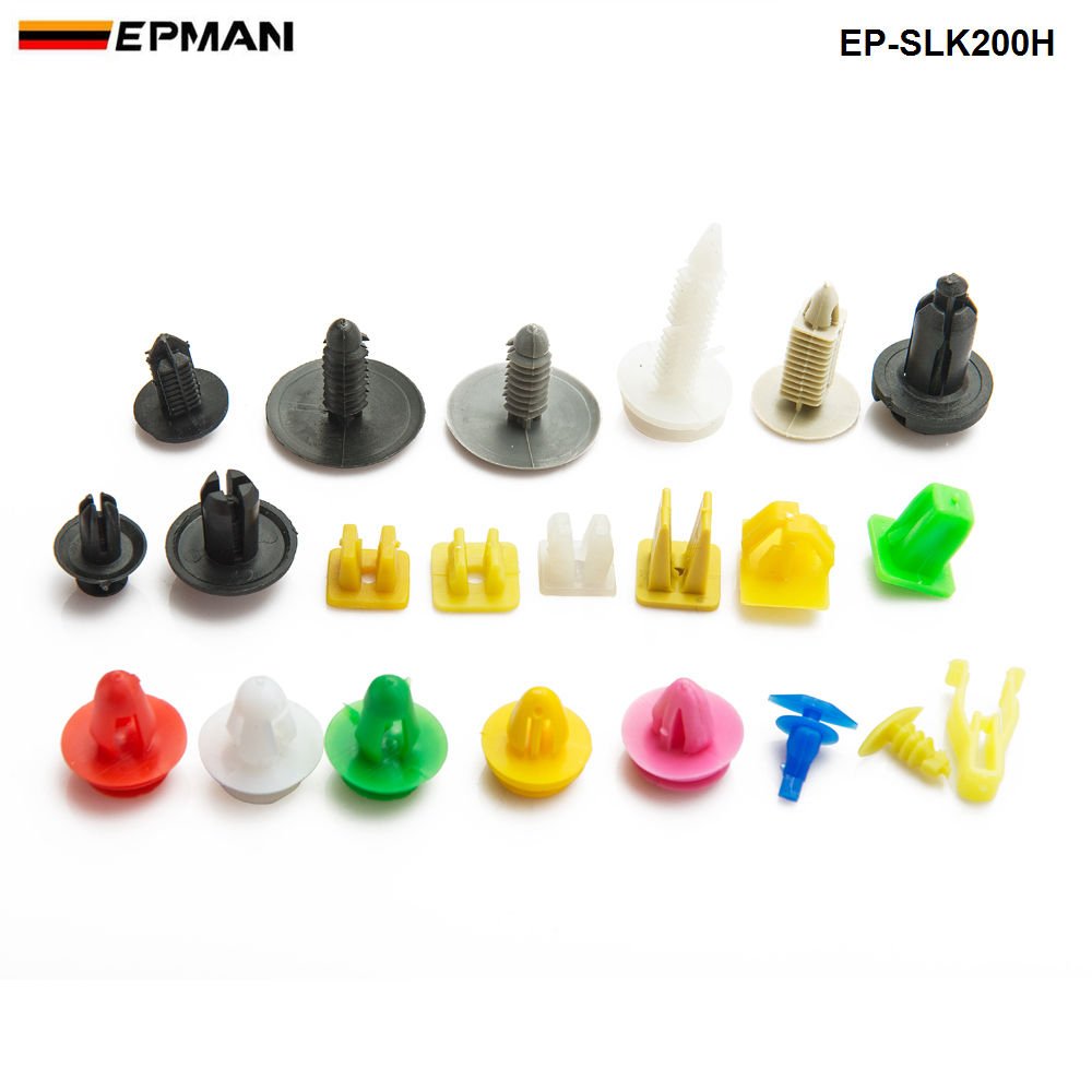 200pcs/BAG Mixed Auto Fastener Vehicle Car Bumper Clips Retainer Fastener Rivet Door Panel Fender Liner Universal EP-SLK200H