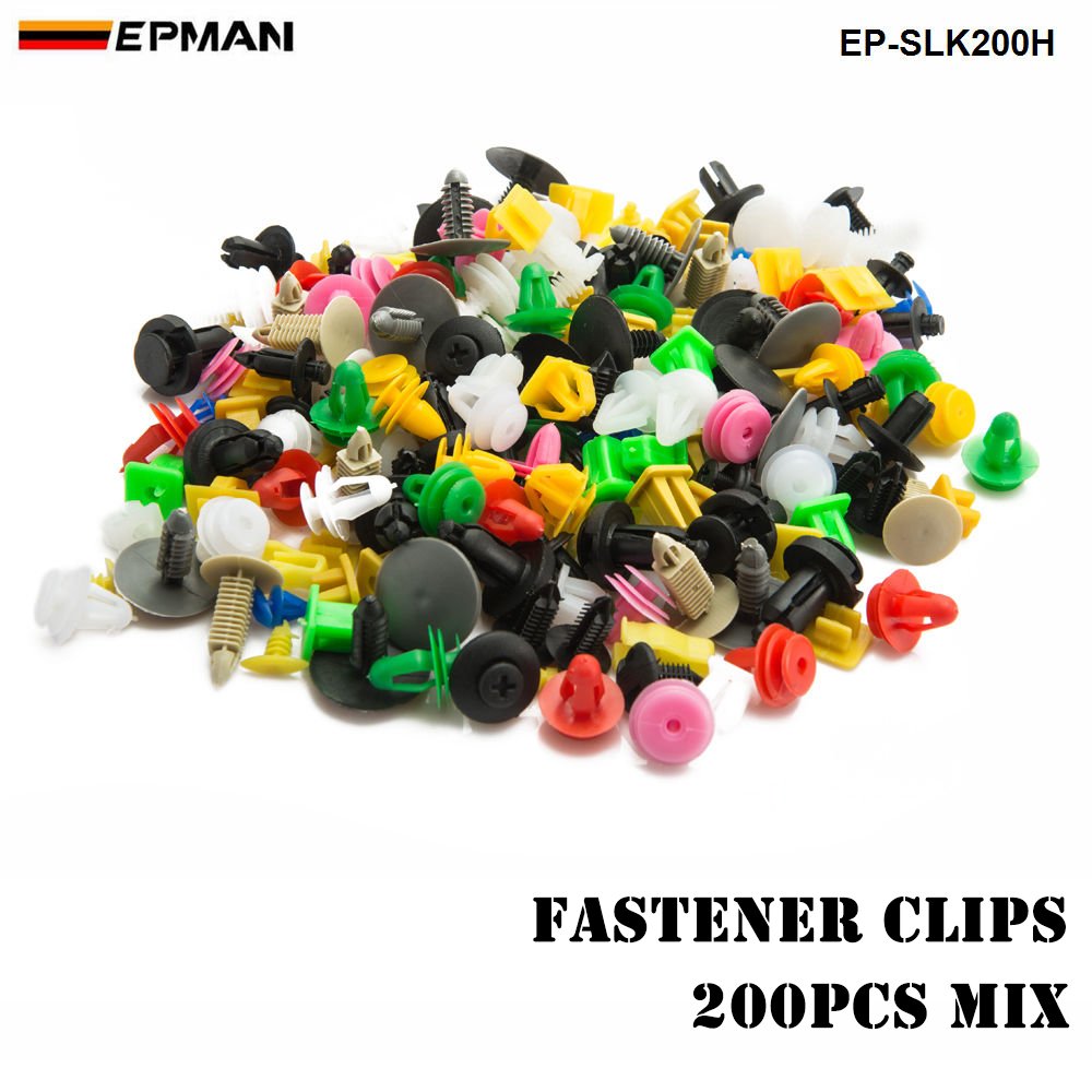 200pcs/BAG Mixed Auto Fastener Vehicle Car Bumper Clips Retainer Fastener Rivet Door Panel Fender Liner Universal EP-SLK200H