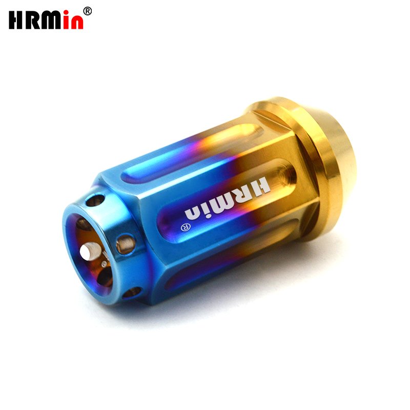 HRMin Golden blue semi hollow 60 degree cone seat Gr.5 titanium wheel nut lug M14*1.5*45mm for TESLA racing car