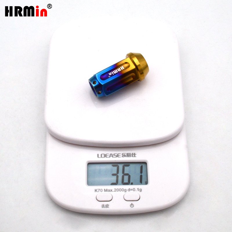 HRMin Golden blue semi hollow 60 degree cone seat Gr.5 titanium wheel nut lug M14*1.5*45mm for TESLA racing car