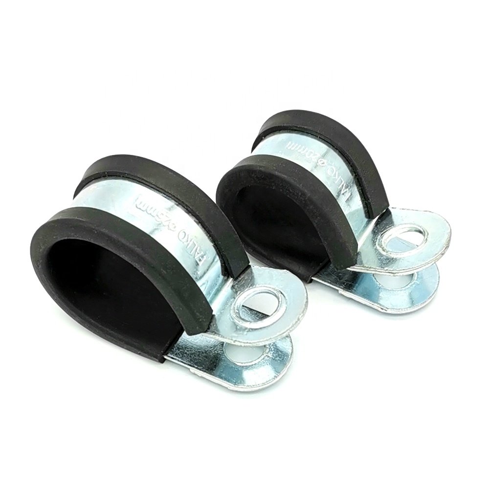Small Diameter 14mm R Type Hose Clamps Clips Steel Rubber Lined Pipe Clip Factory