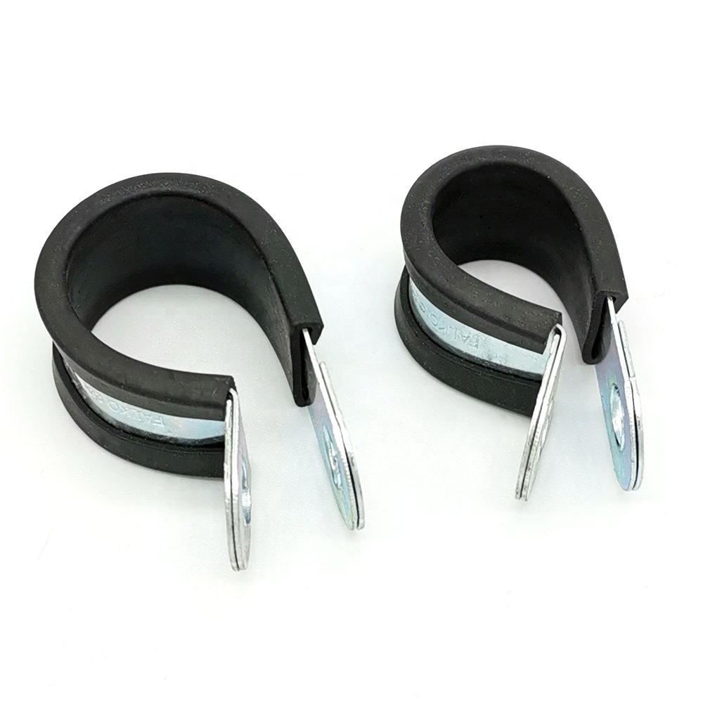 Small Diameter 14mm R Type Hose Clamps Clips Steel Rubber Lined Pipe Clip Factory