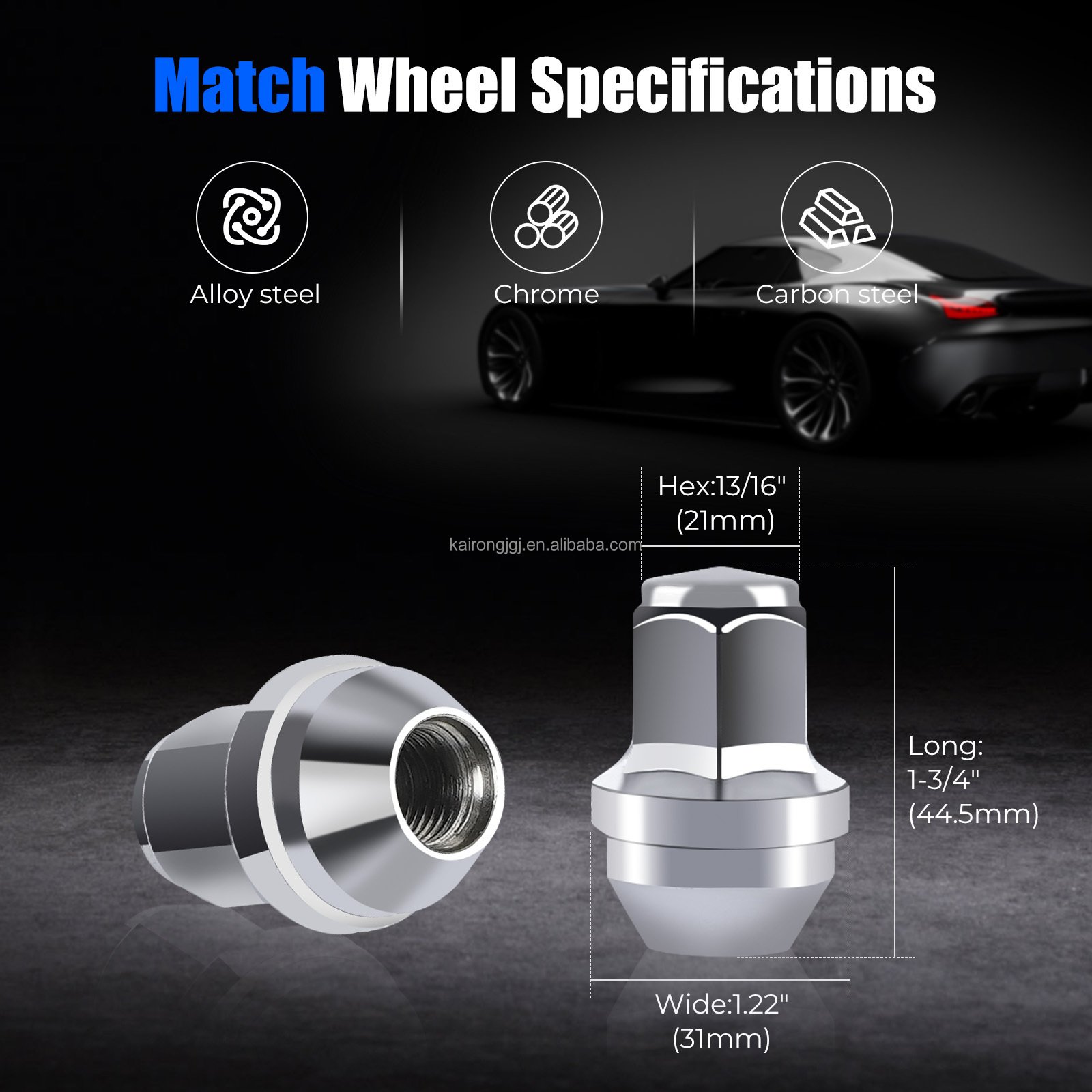 Auto Spare Parts Motorcycle 3/4' Hex 31mm Length M12X1.5 Tire Wheel Lug Nut