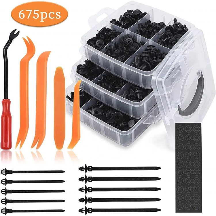 675PCS Assortment Clips Rivet Kit Car Body Clip Kit With Push In Type Plastic Rivets Fasteners Universal Auto Fastener Clips set