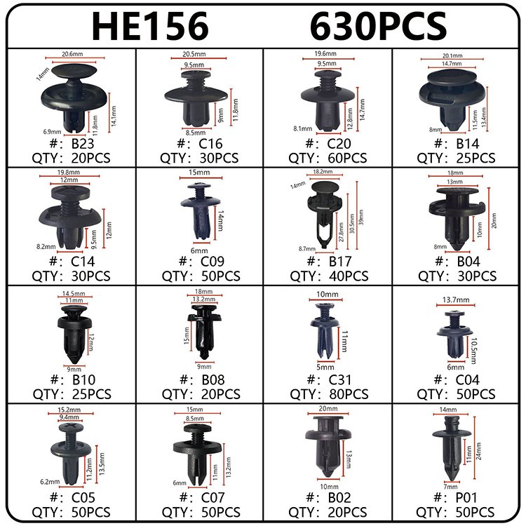 675PCS Assortment Clips Rivet Kit Car Body Clip Kit With Push In Type Plastic Rivets Fasteners Universal Auto Fastener Clips set