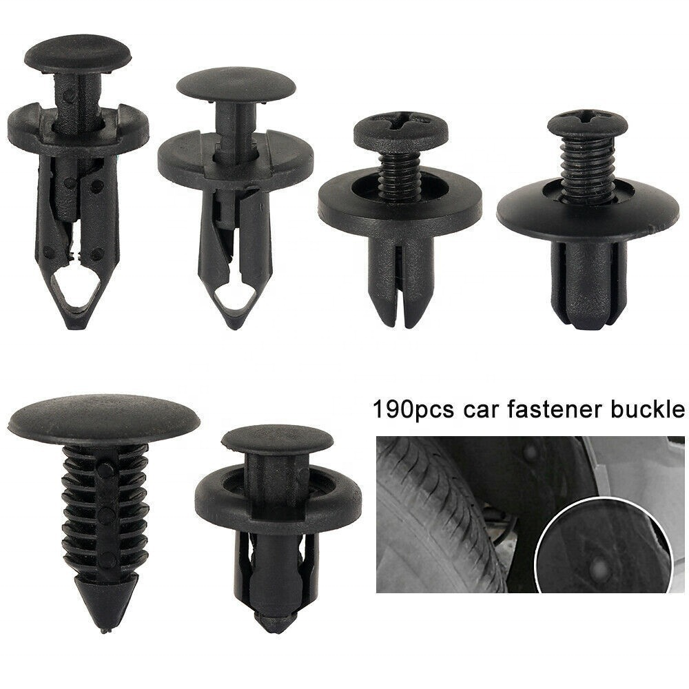 190pcs 6 Sizes Auto Fasteners Abs Rivet Push Rod Clamp Bumper Plastic Fastener