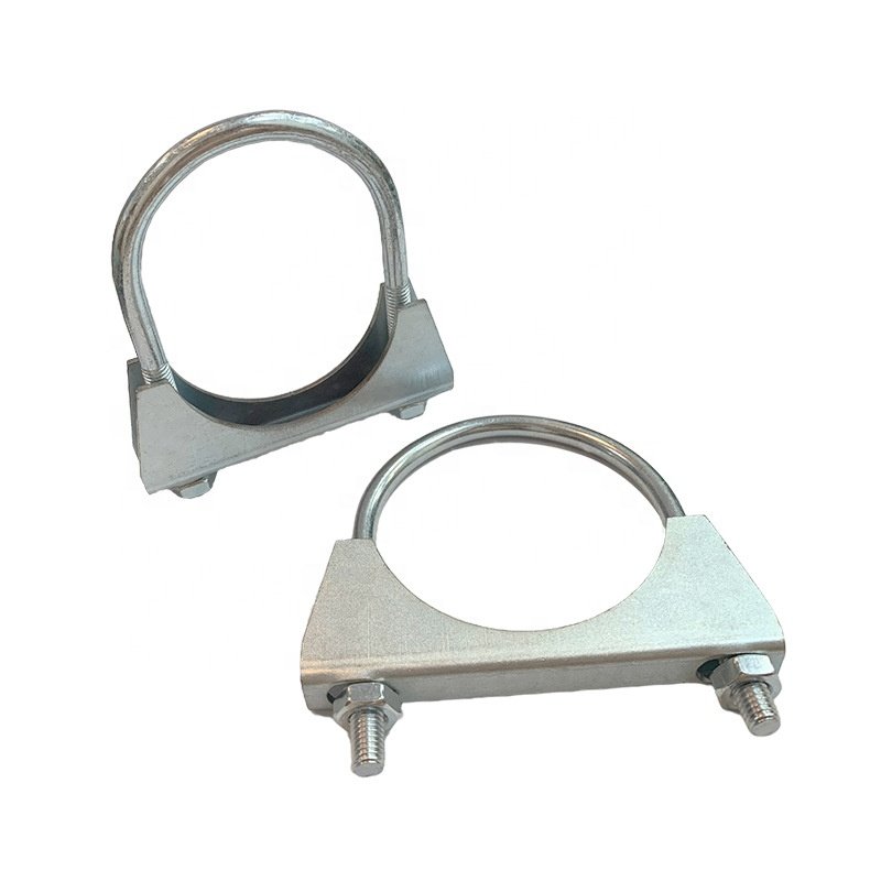 304SS U Type Exhaust Pipe Clamp Heavy Duty U Bolt Hose Clamps Zinc Plated Steel Auto Exhaust Muffler Pipe Connection Clamp