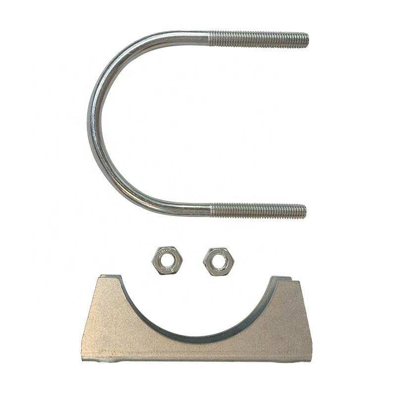 304SS U Type Exhaust Pipe Clamp Heavy Duty U Bolt Hose Clamps Zinc Plated Steel Auto Exhaust Muffler Pipe Connection Clamp
