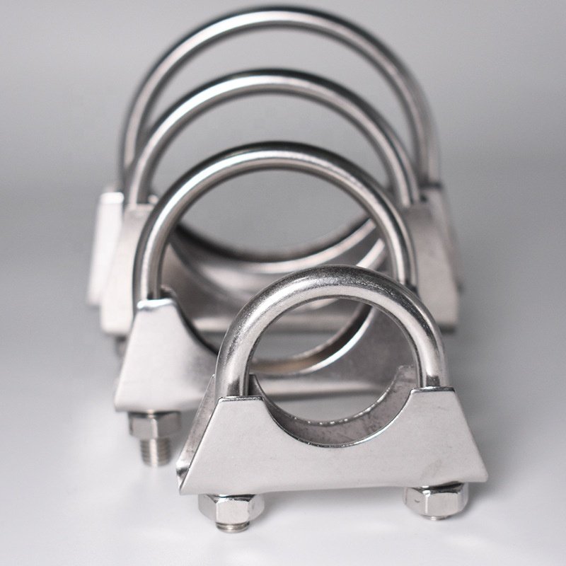 304SS U Type Exhaust Pipe Clamp Heavy Duty U Bolt Hose Clamps Zinc Plated Steel Auto Exhaust Muffler Pipe Connection Clamp