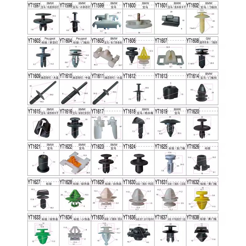 Car Retainer Fasteners Headlining Overhead Nylon Body Clips Fender Push MudGuard Clips