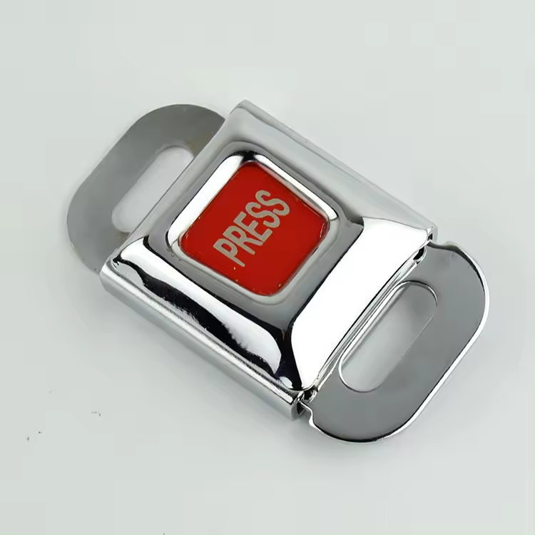 Small Chrome Plated Metal Quick Release Buckle 2-Point Safety Belt Fastener