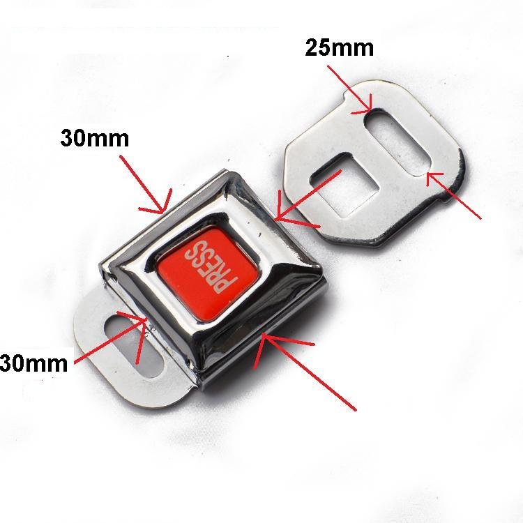 Small Chrome Plated Metal Quick Release Buckle 2-Point Safety Belt Fastener
