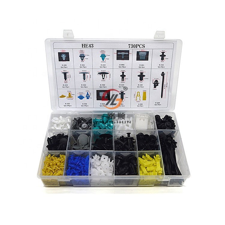 HE43 Auto Body Retainer Clips Door Trim Panel Clip Plastic Fasteners Push Rivets Set Plastic Box Assorted Plastic 730pc Colorful