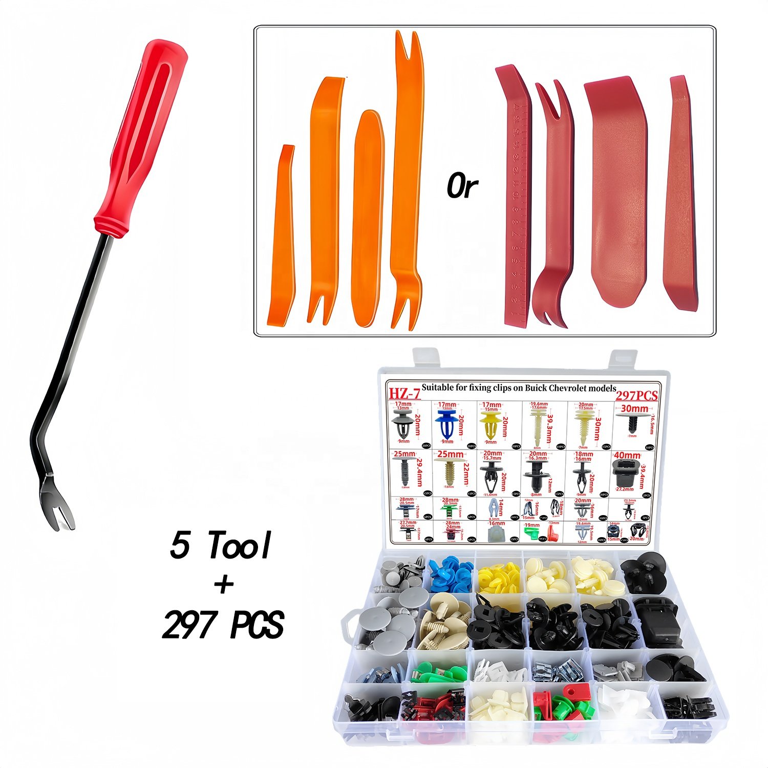 297pcs Car wide commonly used fasteners, door panel trim panel, wheel arch bumper, center console fastening clip kit for Buick