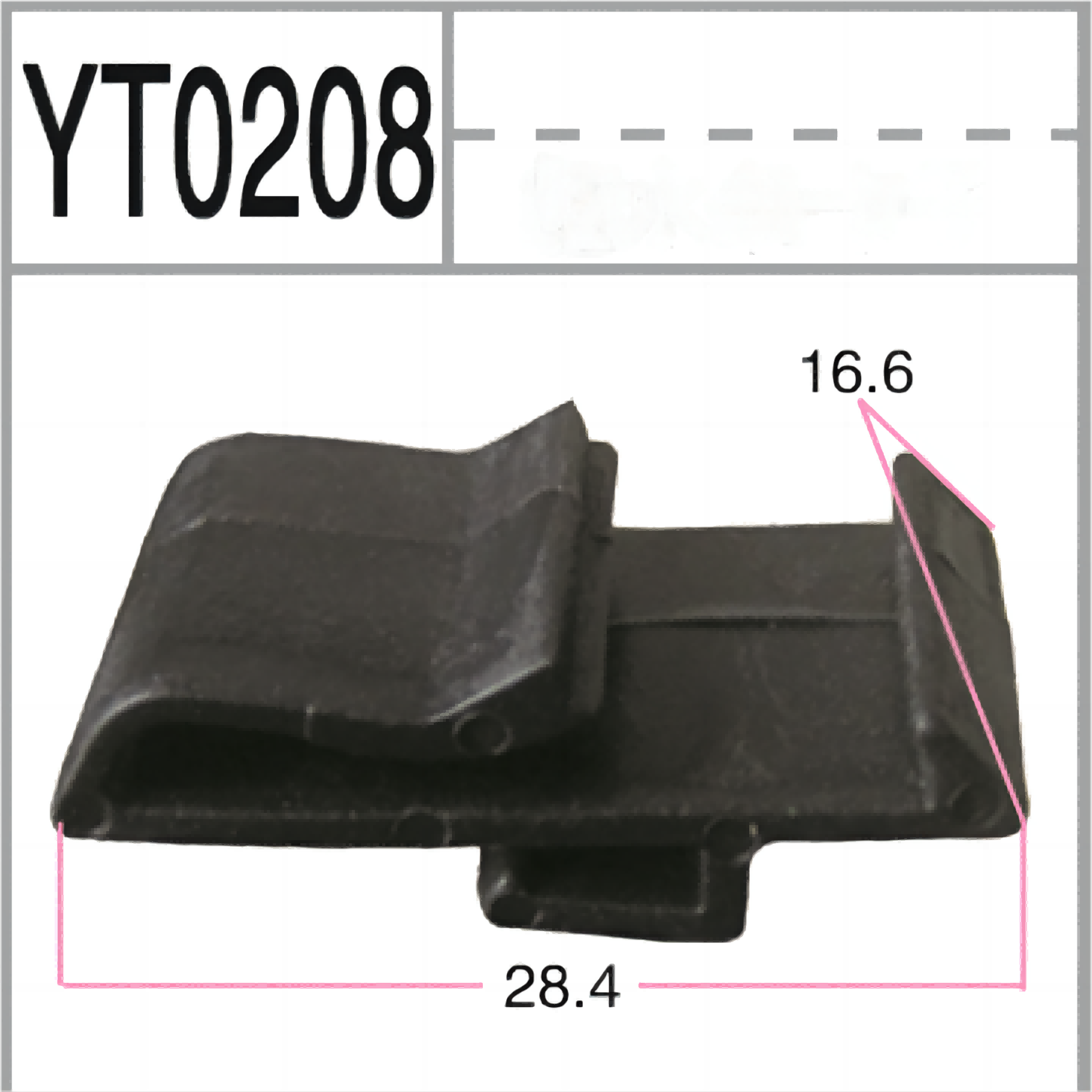 Black car water barrier clip with a length of 28.4mm and a width of 16.6mm, as well as various car accessories YT0208