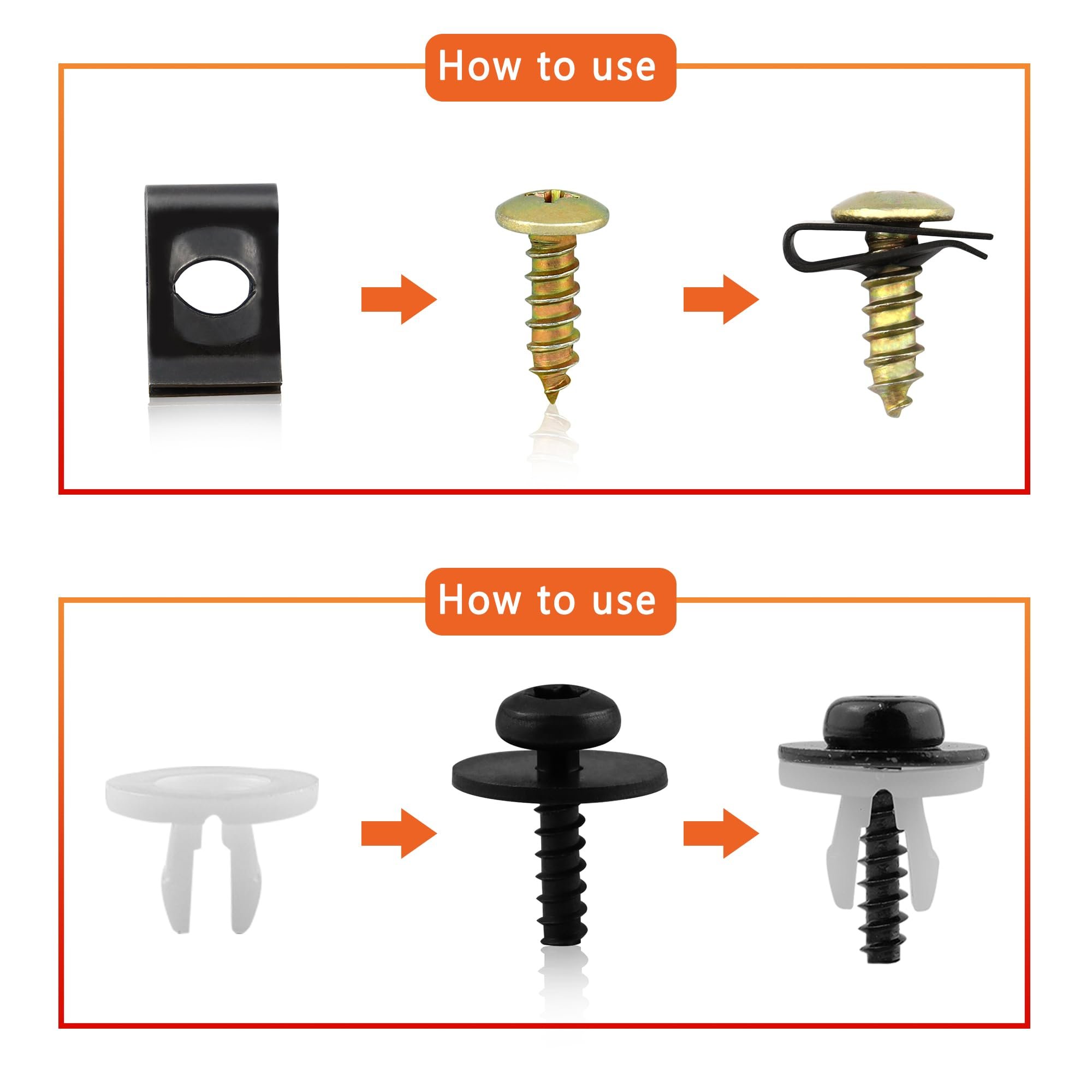 Car Retainer Clips Auto Body Push Fasteners 1355PCS Automotive Bumper Clips Matle Screw Panel Plastic Rivets with Remover Kit