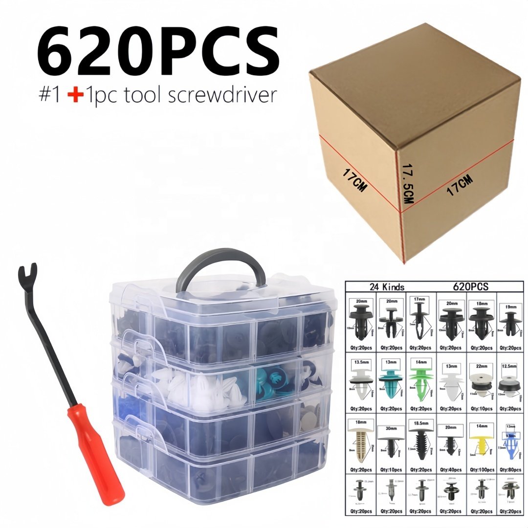 620PCS boxed clip car fender bumper fixing glue nail expansion machine cover screw clip set Universal Vehicle Plastic Clips Set