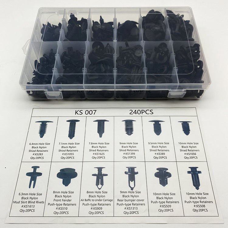 240pcs Car Clips Auto Fasteners Bumper Push Trim Clips Pin Rivet Kit Retainer plastic auto fastener & clip