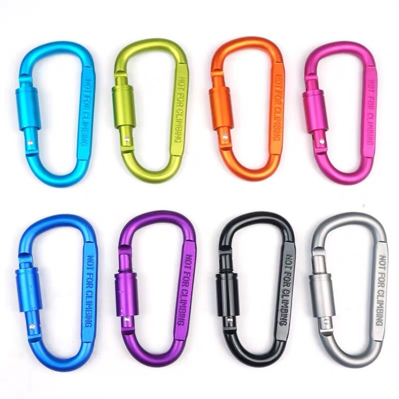 custom logo size 81x41*7mm D shaped mountain buckle Large aluminum alloy external hook backpack buckle fastener connecting ring