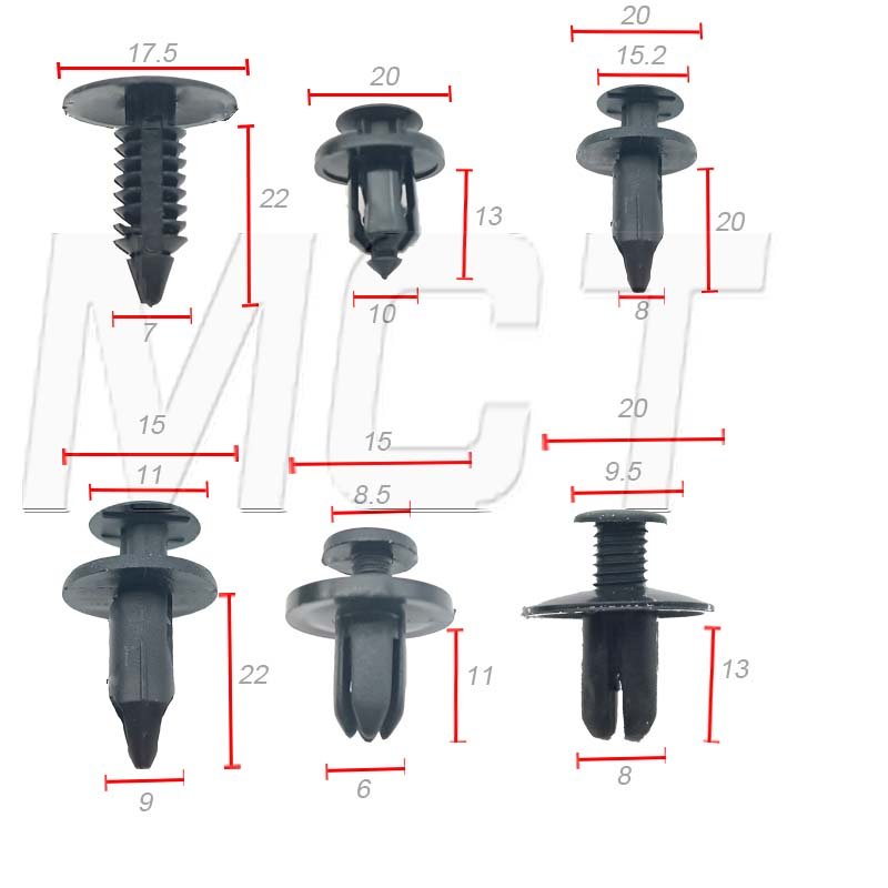190PCS Plastic fastener Auto Car Plastic Fastener Front Fender Bumper Cover Clip Kit 53879-58010 Fit For Toyota Lexus