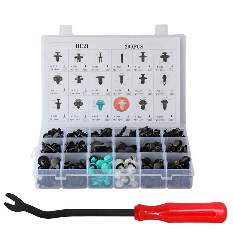 Mixed 299PCS High Performance Plastic Rivets Fastener Push Type Retainer Car Clip Kit