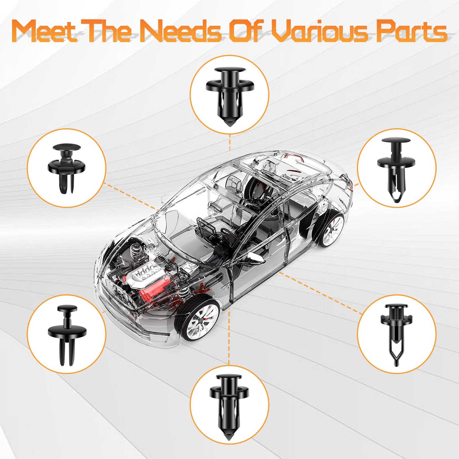 Auto Fasteners Automotive 102Pcs Expansion Screws Replacement Kit Bumper Push Car Clips