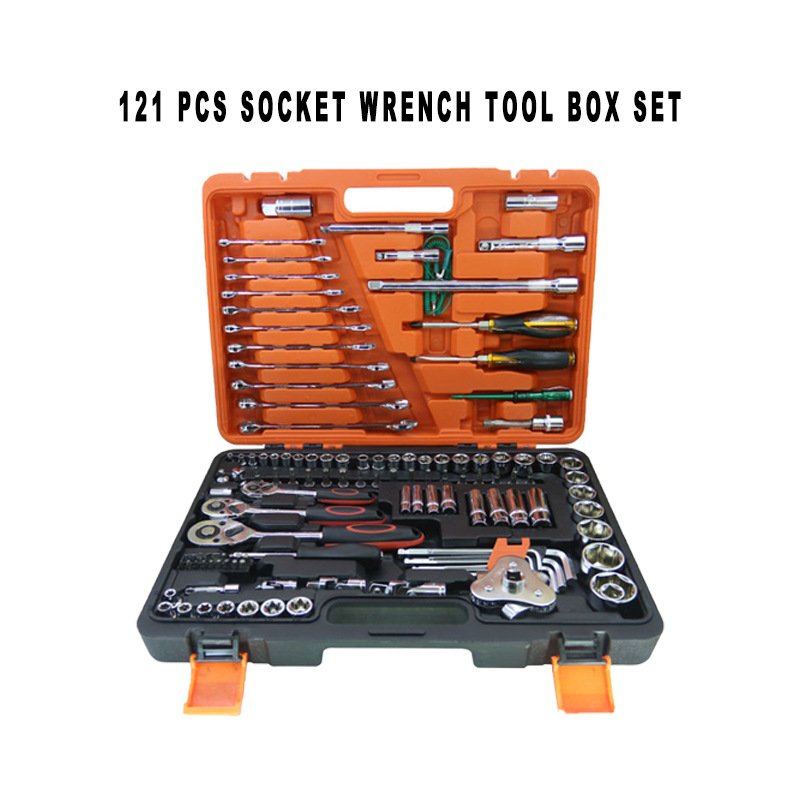 121pcs Auto repair hardware kits car socket quick 24 teeth 72 ratchet socket wrench with car repair kit auto protection tool