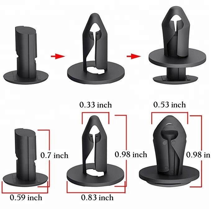 RB Car Clips - 50 Pieces Universal Auto Nylon Plastic Fastener Rivet Clips, 8mm