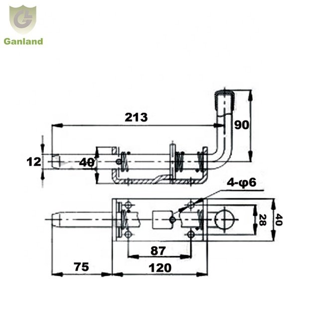 GL-14124 12mm Zinc Plated Steel Spring Bolt Latch