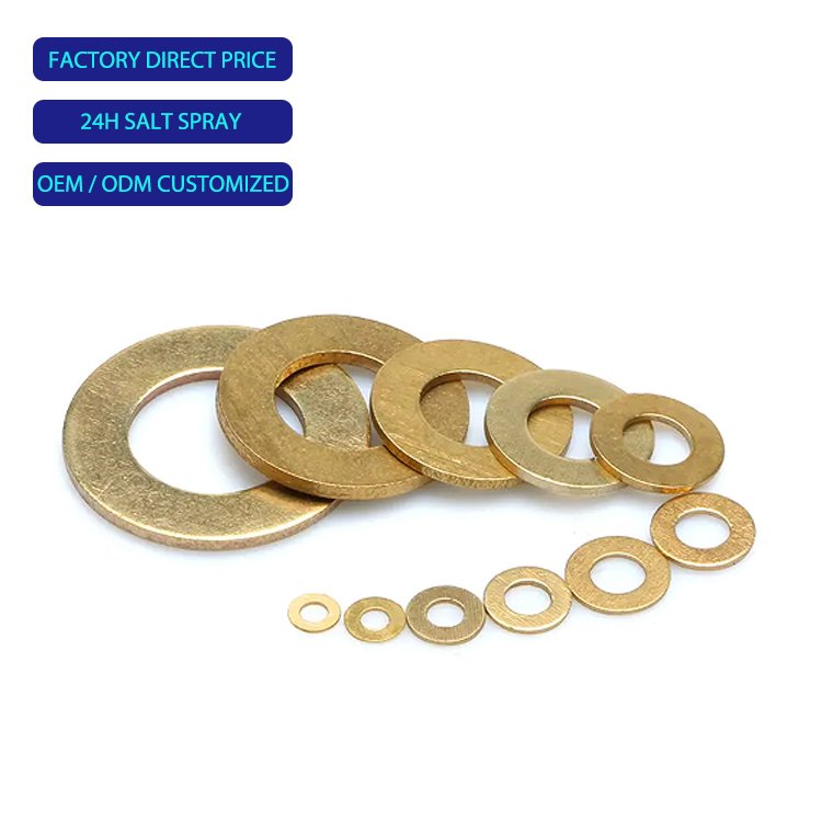 Fastener Brass Copper Colored Metal Round Flat Plate Fender Washers Sealing Gasket Punched Ring Washer