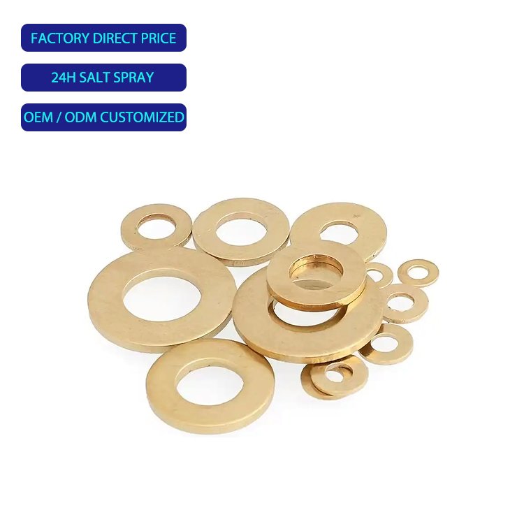 Fastener Brass Copper Colored Metal Round Flat Plate Fender Washers Sealing Gasket Punched Ring Washer